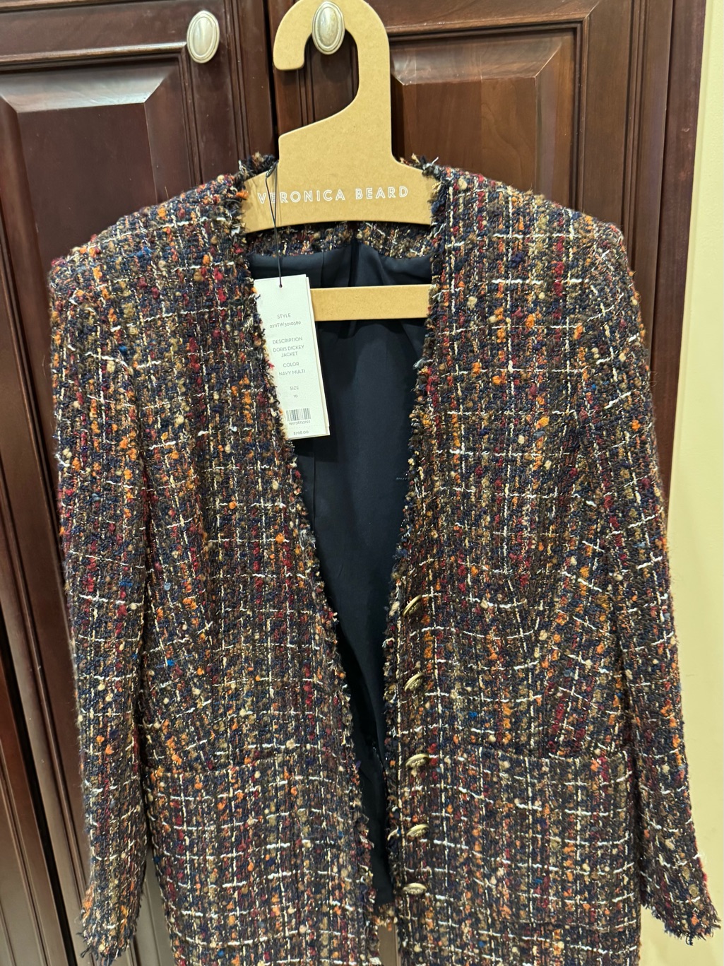 Veronica Beard Brown Red Multi-Tone Tweed Blazer